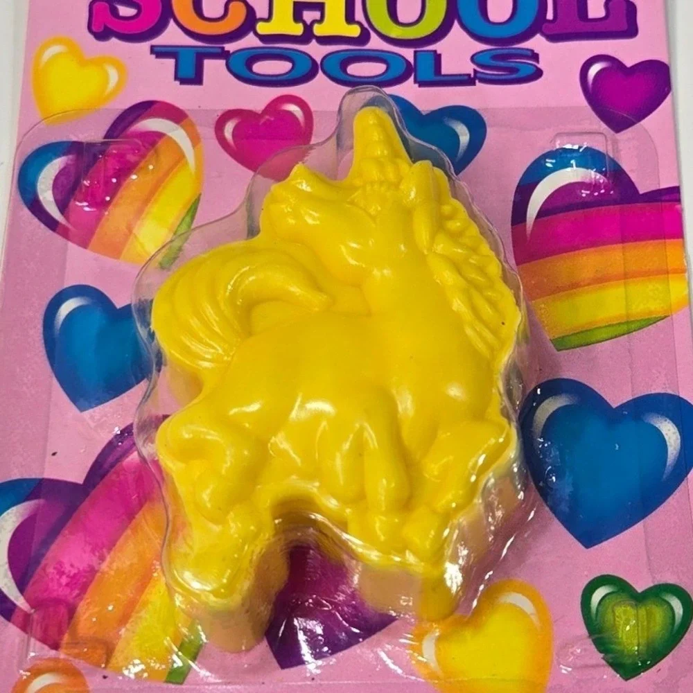 Vintage Lisa Frank Yellow Unicorn Pencil Sharpener School Stationery 1989 New